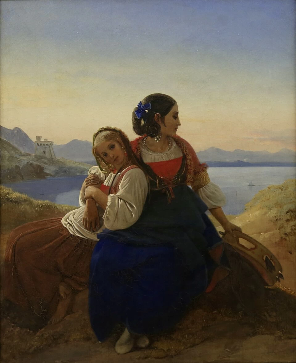 Una donna italiana con sua figlia